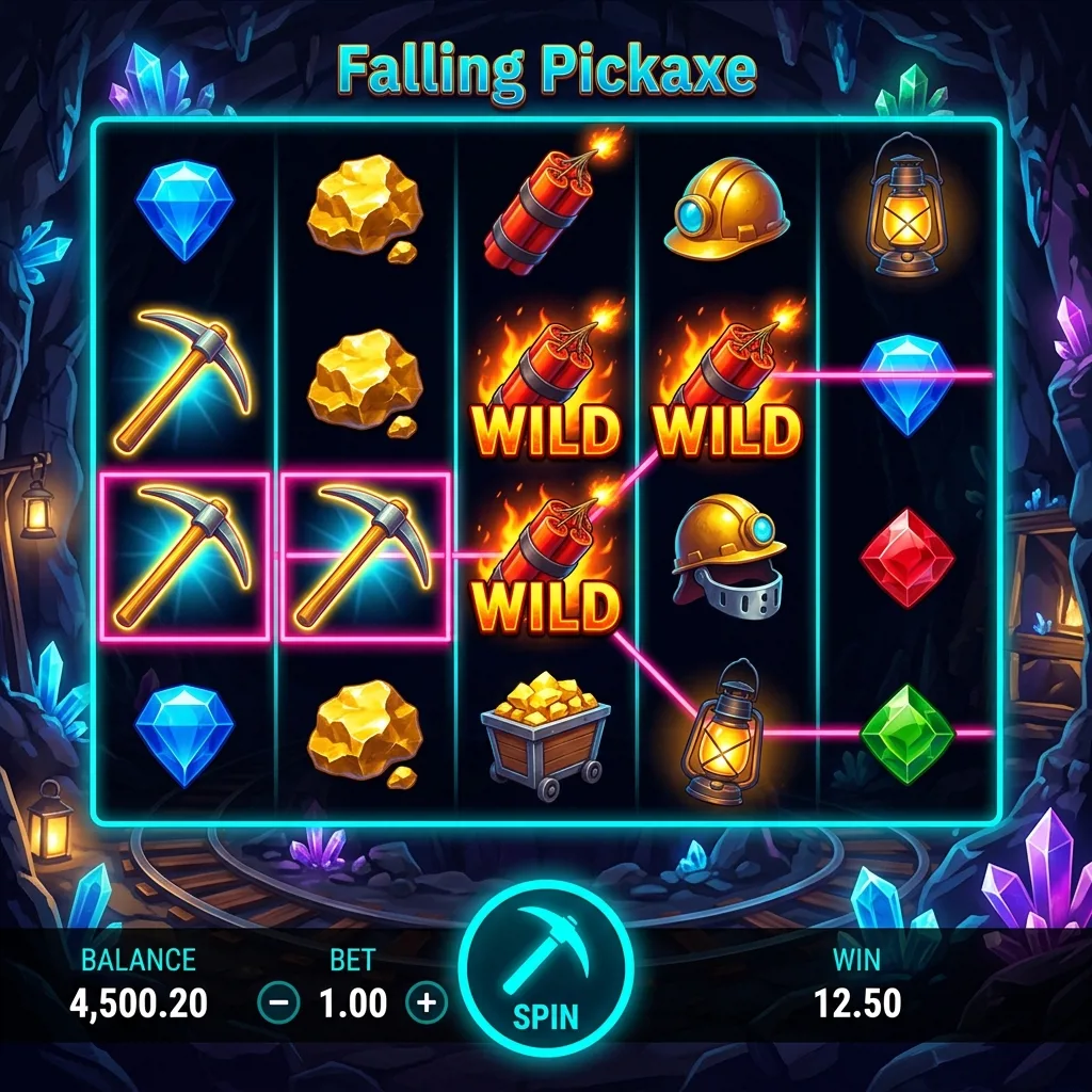 Слот Falling Pickaxe с каскадными барабанами и темой шахтёрской кирки