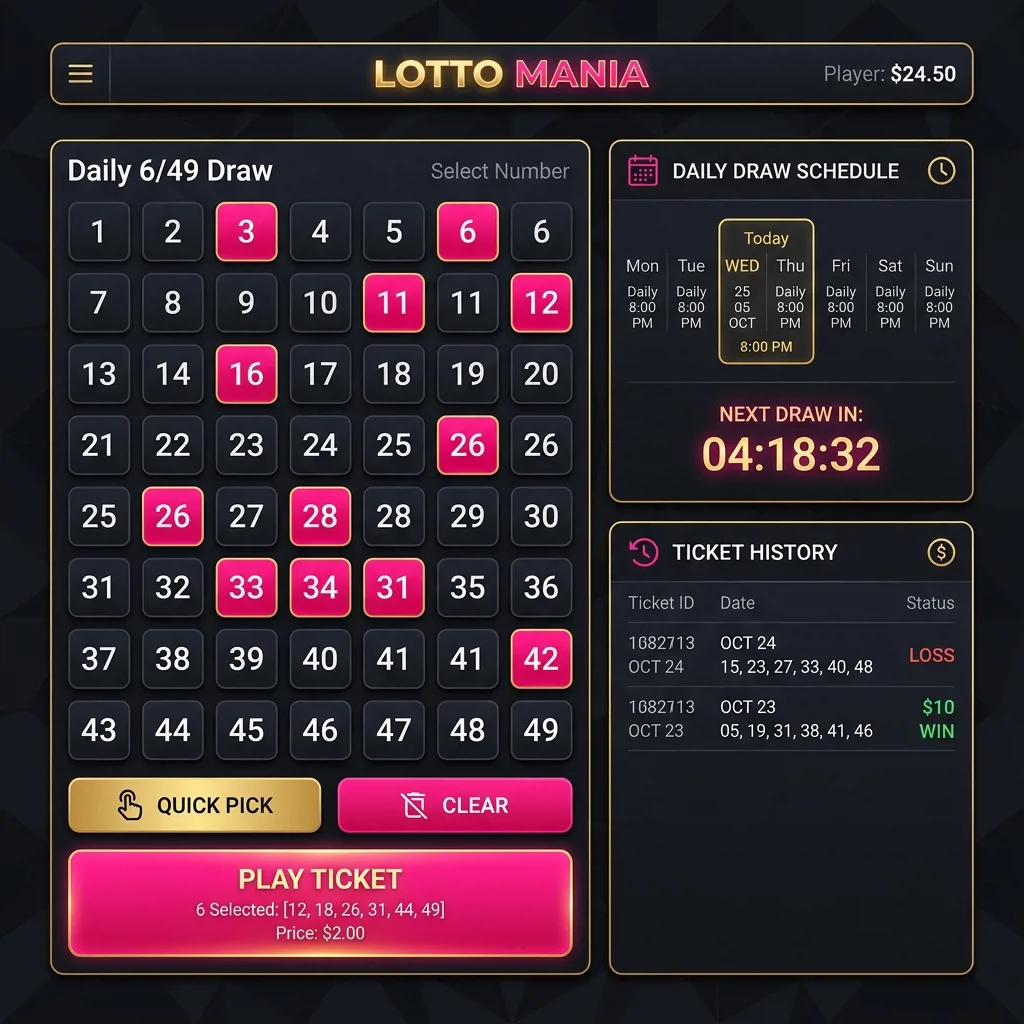 Lotto Mania — классическая лотерея с ежедневными тиражами