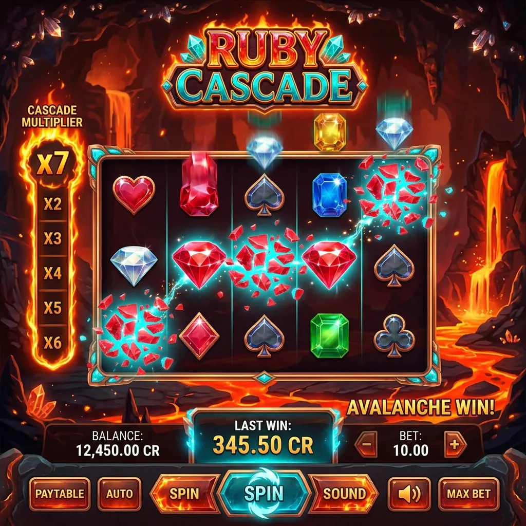 Слот Ruby Cascade с каскадной механикой