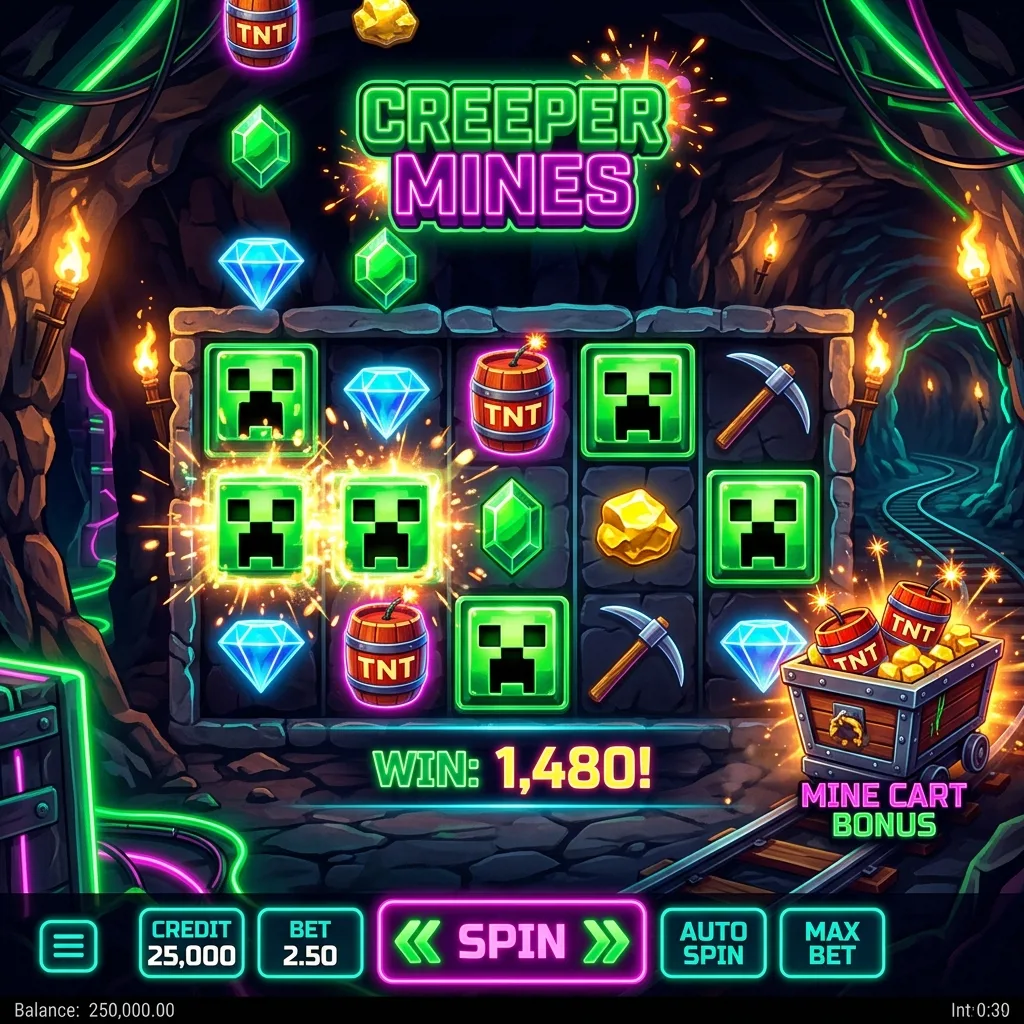 Слот Creeper Mines с бонусными уровнями