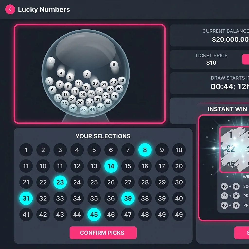 Лотерея Lucky Numbers с выбором счастливых номеров
